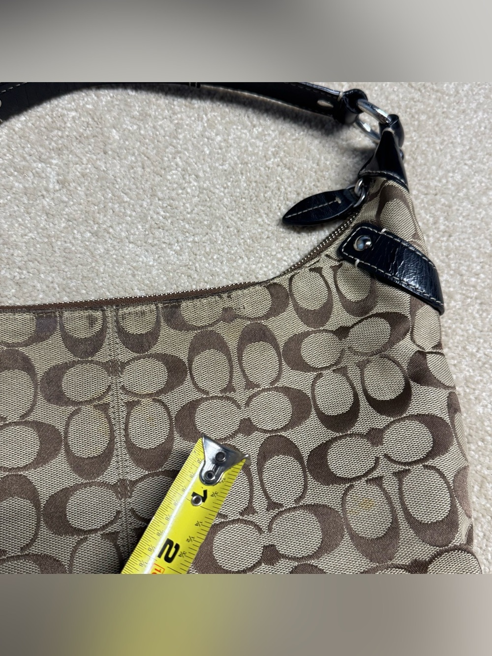 Coach Penelope Brown Signature Sateen Shoulder Bag M0920-F14690 Hand Bag Zip - Picture 5 of 10